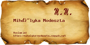 Mihályka Modeszta névjegykártya